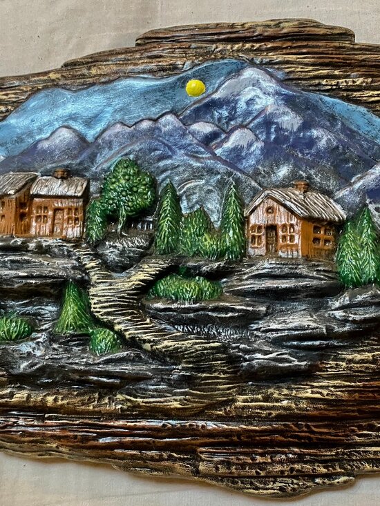 Other - Vintage Mid-Century Ceramic Cottage Mountain Home Wall Sculpture
